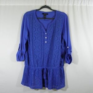 Blue Style & Co Lace-Front Top